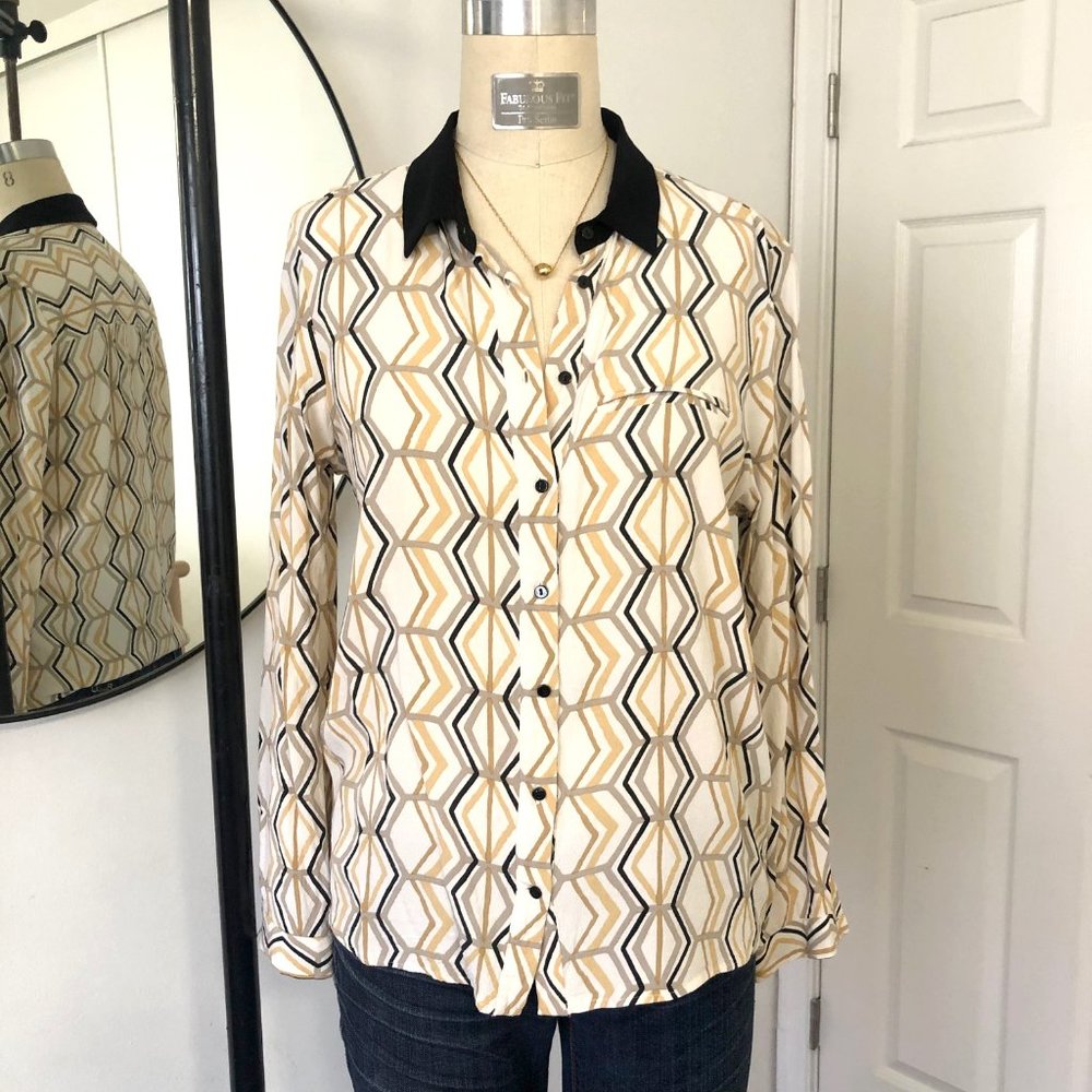 Zara Retro Print Blouse M